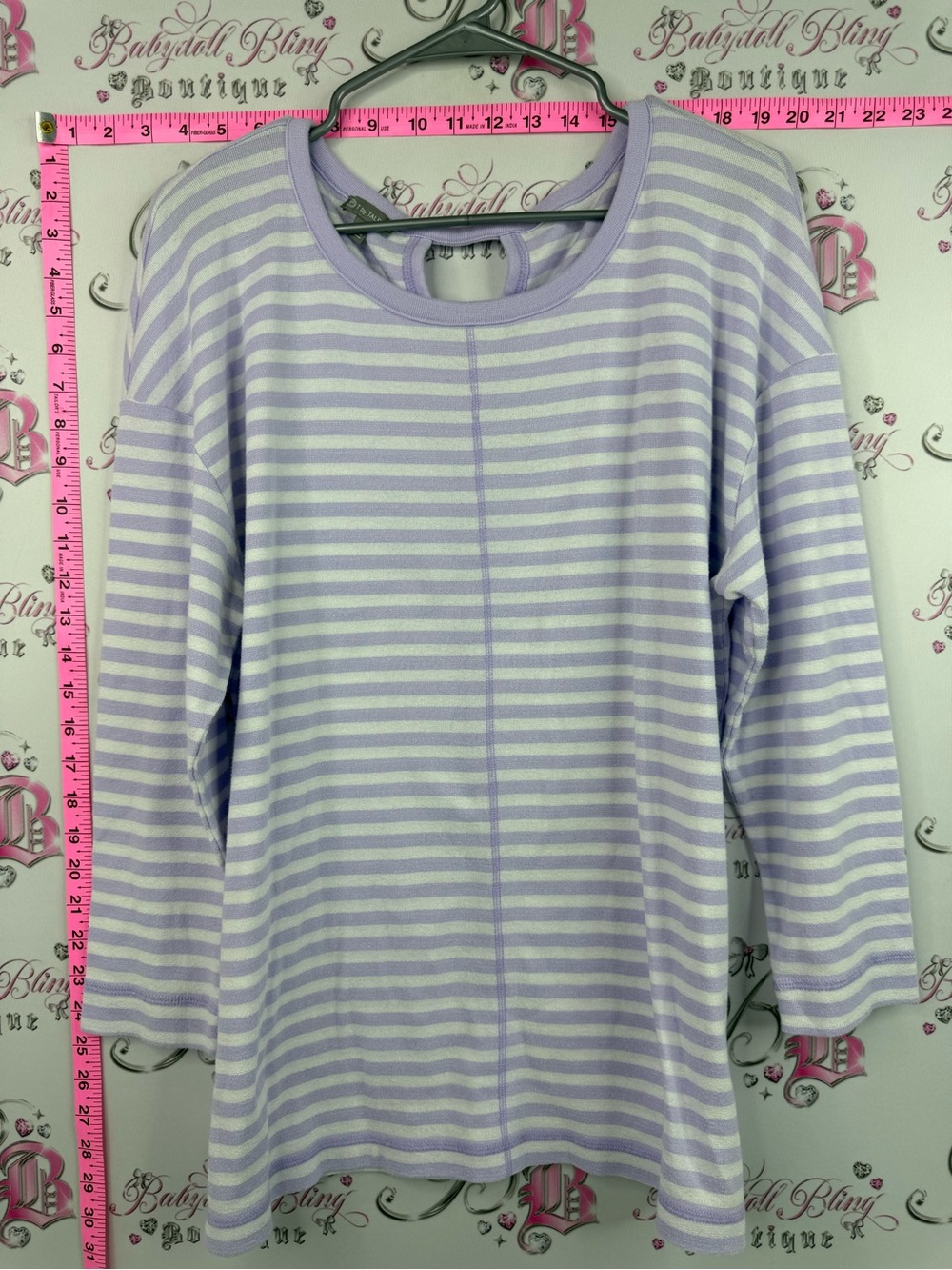 Talbots shirt sparkly Lavender & White Striped Crewneck Top